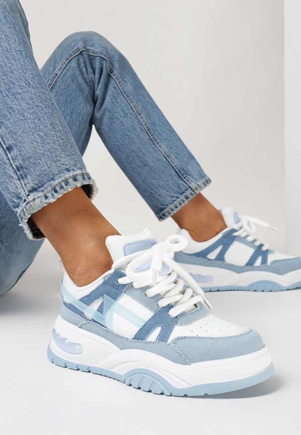Born2be - Niebieskie Sneakersy z Szerokimi Sznurówkami Platinia. Kolor: niebieski