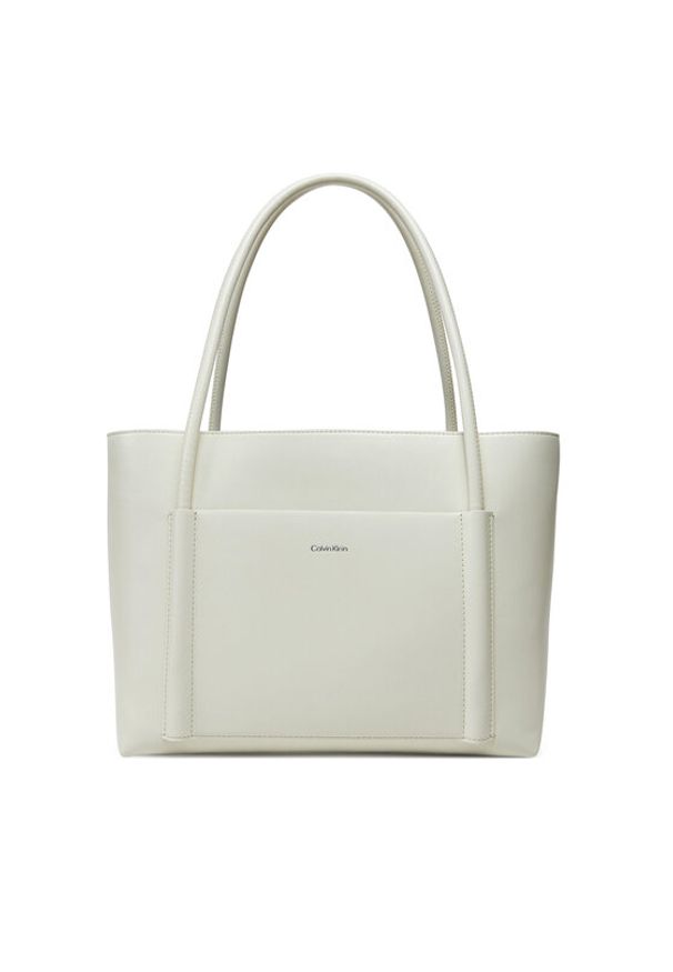 Calvin Klein Torebka Ck Linn Medium Shopper K60K613110 Biały. Kolor: biały. Materiał: skórzane