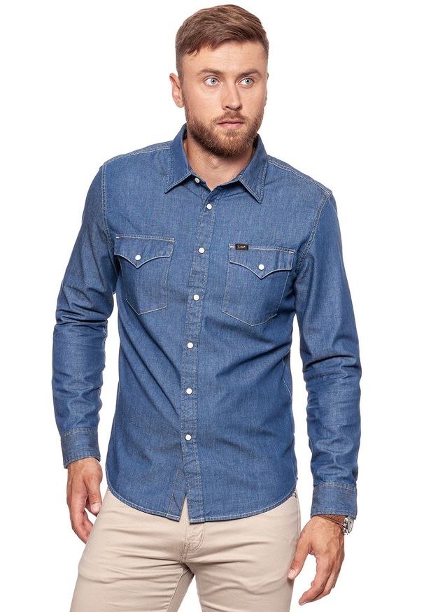 Lee - KOSZULA JEANSOWA MĘSKA LEE WESTERN SHIRT DEEP INDIGO L644BIPS. Materiał: jeans