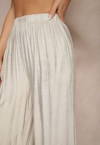 Renee - Jasnoszare Spodnie Palazzo o Szerokim Kroju High Waist Lislevia. Okazja: na co dzień. Stan: podwyższony. Kolor: szary. Styl: elegancki, casual #3