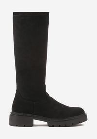 Renee - Czarne Kozaki z Imitacji Zamszu w Stylu Basic Fesamea. Okazja: na co dzień. Kolor: czarny. Materiał: zamsz. Styl: casual