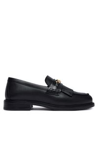 TOMMY HILFIGER - Tommy Hilfiger Loafersy Th Chain Fringe Leather Loafer FW0FW09668 Czarny. Kolor: czarny. Materiał: skóra #1