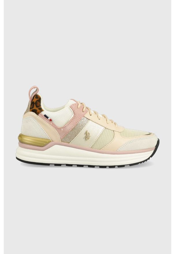 U.S. Polo Assn. sneakersy kolor różowy. Nosek buta: okrągły. Zapięcie: sznurówki. Kolor: różowy. Materiał: guma. Obcas: na platformie