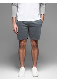 Ombre Clothing - Dresowe krótkie spodenki męskie RELAXED FIT w stylu athleisure – grafitowe V3 - Rozmiar: XL. Kolor: szary. Materiał: dresówka. Długość: krótkie #3