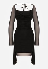 Renee - Czarna Sukienka VICES Bodycon z Siateczki z Wiązaniem na Plecach Urilryss. Kolor: czarny. Typ sukienki: bodycon #2