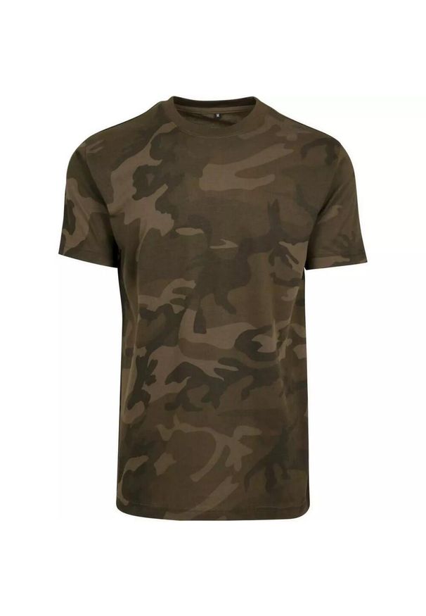 BUILD YOUR BRAND - Męska Koszulka Z Okrągłym Dekoltem Camo. Kolor: zielony