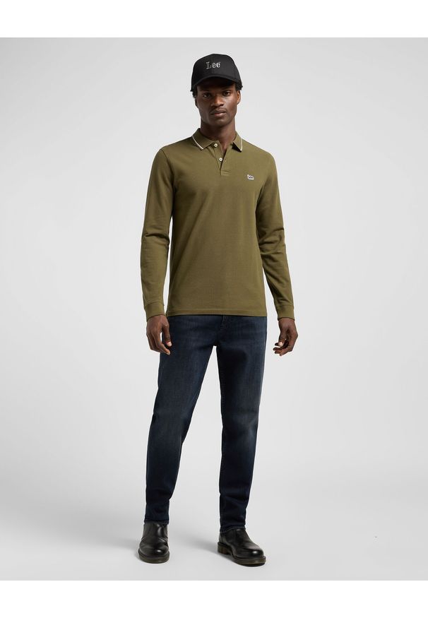 Lee - MESKA KOSZULKA LEE LS PIQUE POLO ARMY GREEN 112370566. Typ kołnierza: polo