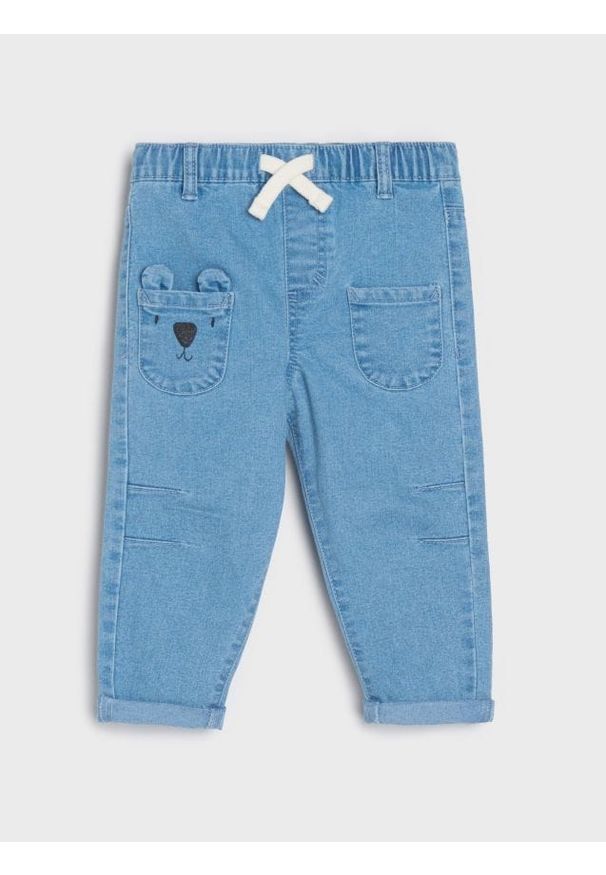 Sinsay - Spodnie jeansowe z kieszeniami - niebieski. Kolor: niebieski. Materiał: jeans