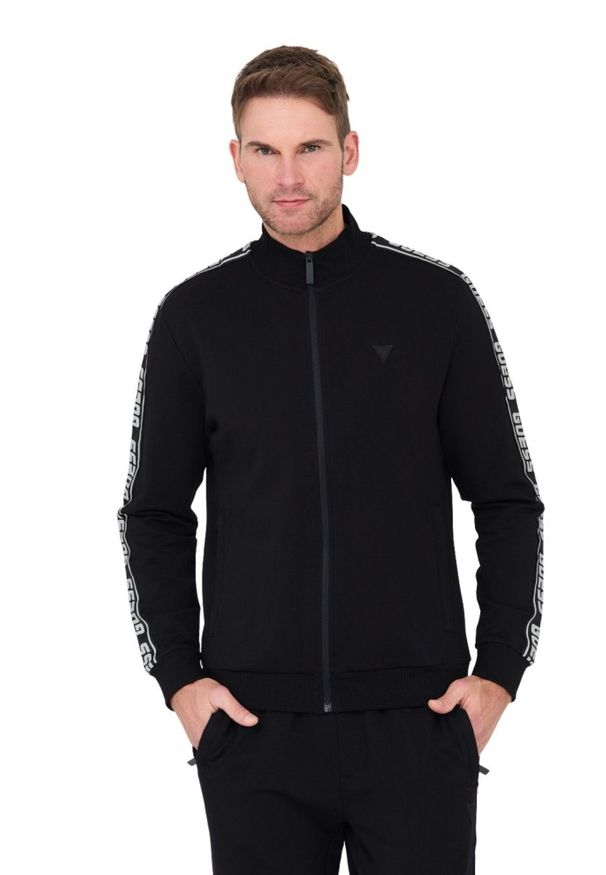 Guess - GUESS Czarna męska bluza dresowa, Rozmiar XXL. Typ kołnierza: bez kaptura. Kolor: czarny. Materiał: dresówka