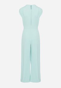 Born2be - Jasnozielony Kombinezon Bez Rękawów z Ozdobnym Marszczeniem Sepalene. Okazja: na co dzień. Kolor: zielony. Długość rękawa: bez rękawów. Sezon: wiosna, lato. Styl: casual, elegancki, klasyczny #2