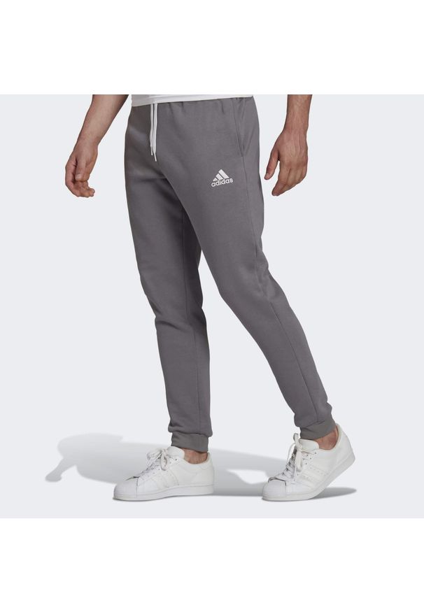 Spodnmie do piłki nożnej męskie Adidas Entrada 22 Sweat Pants. Kolor: szary. Materiał: poliester, dresówka, bawełna, materiał, polar. Sport: piłka nożna