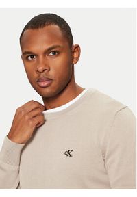 Calvin Klein Jeans Sweter J30J326745 Beżowy Regular Fit. Kolor: beżowy. Materiał: bawełna #4