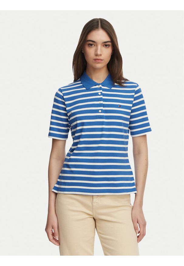 TOMMY HILFIGER - Tommy Hilfiger Polo 1985 WW0WW43224 Niebieski Regular Fit. Typ kołnierza: polo. Kolor: niebieski. Materiał: bawełna