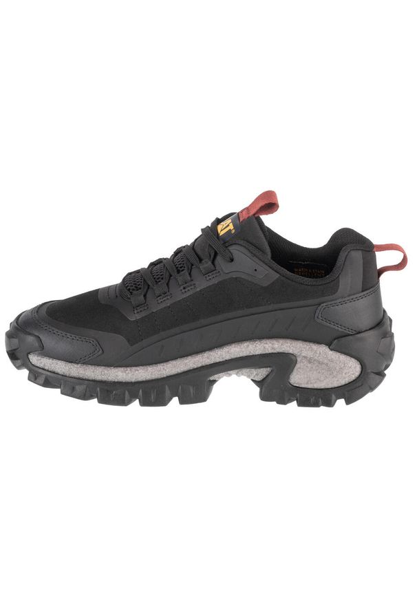 CATerpillar - Buty sportowe Sneakersy męskie, Caterpillar Intruder Lite. Kolor: brązowy, czarny. Materiał: skóra, syntetyk, materiał, tkanina. Sport: turystyka piesza