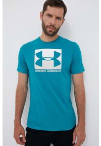 Under Armour t-shirt męski kolor zielony z nadrukiem 1329581-101. Kolor: turkusowy. Materiał: materiał. Wzór: nadruk #2