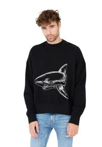 PALM ANGELS Czarna męska bluza Split Shark Crew, Rozmiar L. Kolor: czarny #7