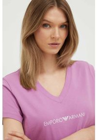 Emporio Armani Underwear t-shirt lounge bawełniany kolor fioletowy. Kolor: różowy. Materiał: bawełna #2