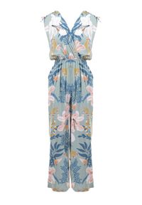 Born2be - Miętowy Kombinezon Fobly. Kolor: miętowy. Długość rękawa: bez rękawów. Długość: długie. Wzór: kolorowy, kwiaty. Styl: elegancki #3