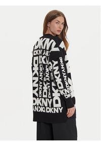 DKNY Kardigan P4MXAQ21 Czarny Loose Fit. Kolor: czarny. Materiał: wiskoza