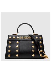 Love Moschino - LOVE MOSCHINO Mała czarna torebka ze złotymi nitami. Kolor: czarny. Rozmiar: małe. Rodzaj torebki: do ręki #6