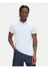 Tommy Jeans Polo DM0DM20676 Błękitny Slim Fit. Typ kołnierza: polo. Kolor: niebieski. Materiał: bawełna