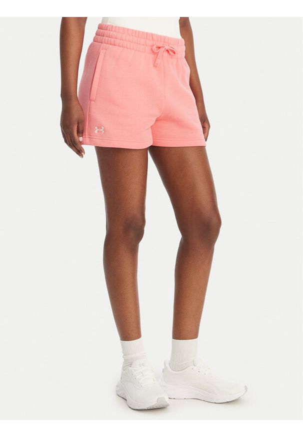 Under Armour Szorty sportowe Rival Fleece Short 1382723 Różowy Loose Fit. Kolor: różowy. Materiał: bawełna