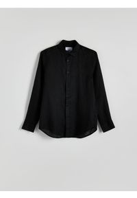 Reserved - Lniana koszula regular fit - czarny. Kolor: czarny. Materiał: len #1