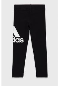 Adidas - adidas Legginsy dziecięce kolor czarny z nadrukiem. Kolor: czarny. Materiał: dzianina. Wzór: nadruk