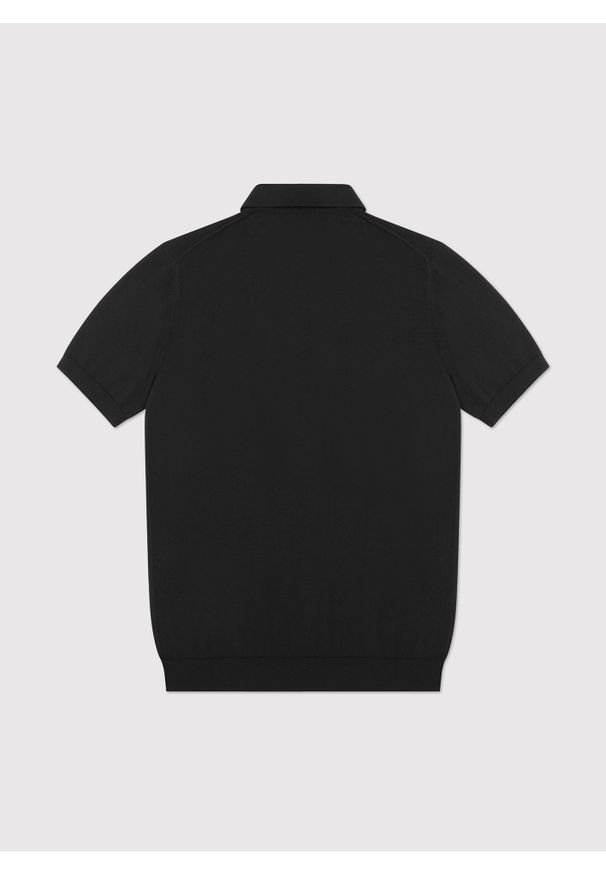 Pako Lorente - PAKO LORENTE - Czarny swetrowy t-shirt polo. Okazja: na co dzień. Typ kołnierza: polo. Kolor: czarny, beżowy, niebieski. Materiał: bawełna, jedwab. Długość rękawa: krótki rękaw. Długość: krótkie. Styl: elegancki, casual