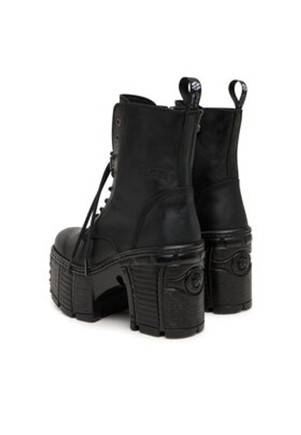 NEW ROCK Botki M-TM001-C2 Czarny. Kolor: czarny. Materiał: skóra. Styl: rockowy