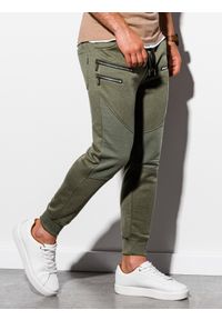 Ombre Clothing - Spodnie męskie dresowe P900 - khaki - XXL. Kolor: brązowy. Materiał: dresówka #4