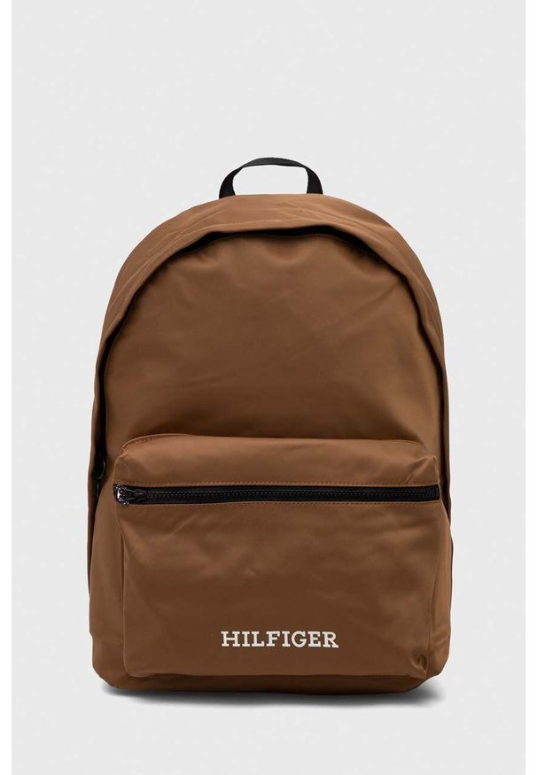 TOMMY HILFIGER - Tommy Hilfiger plecak męski kolor brązowy duży z nadrukiem. Kolor: brązowy. Materiał: poliester. Wzór: nadruk