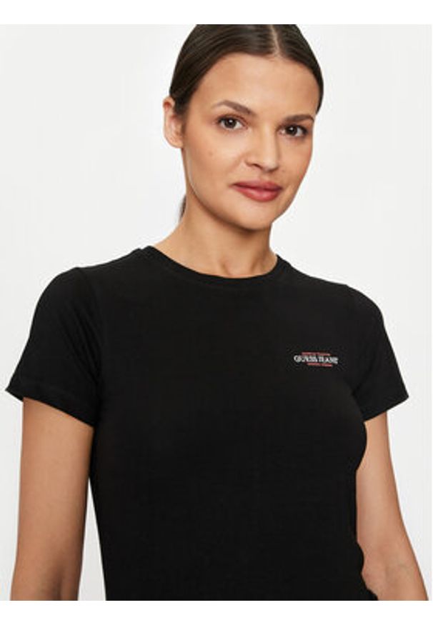 Guess Jeans T-Shirt W4YI02 J1314 Czarny Slim Fit. Kolor: czarny. Materiał: bawełna