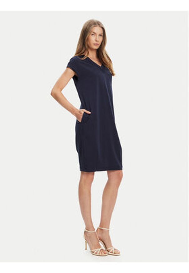 Tatuum Sukienka codzienna Kokena T2509.210 Granatowy Regular Fit. Okazja: na co dzień. Kolor: niebieski. Materiał: bawełna. Typ sukienki: proste. Styl: casual