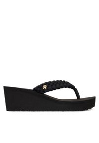 TOMMY HILFIGER - Tommy Hilfiger Japonki Th Wedge Braided Summer Sandal FW0FW09198 Czarny. Kolor: czarny. Materiał: materiał #1