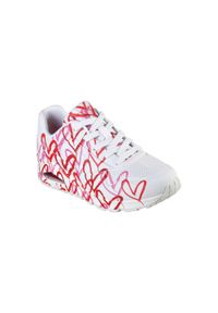 skechers - Buty sportowe damskie Skechers Uno spread The Love. Zapięcie: sznurówki. Kolor: biały. Materiał: materiał, syntetyk, tkanina. Szerokość cholewki: normalna. Model: Skechers Sport. Sport: turystyka piesza #1