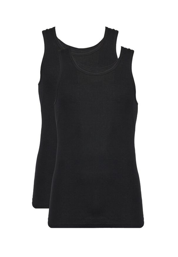 Resteröds Komplet 2 tank topów 7027 1 Czarny Slim Fit. Kolor: czarny. Materiał: bawełna