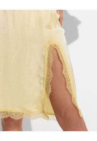 Ermanno Firenze - ERMANNO FIRENZE - Żółta spódnica ze wstawkami z koronki. Kolor: żółty. Materiał: koronka. Wzór: koronka #3