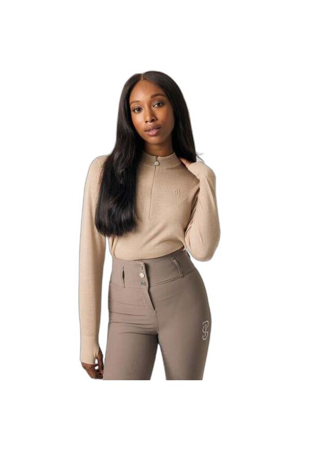 PS OF SWEDEN - Damska bielizna do jazdy konnej z długim rękawem 1/2 zipp PS of Sweden Erin Equi. Kolor: beżowy, wielokolorowy, brązowy. Długość rękawa: długi rękaw. Długość: długie