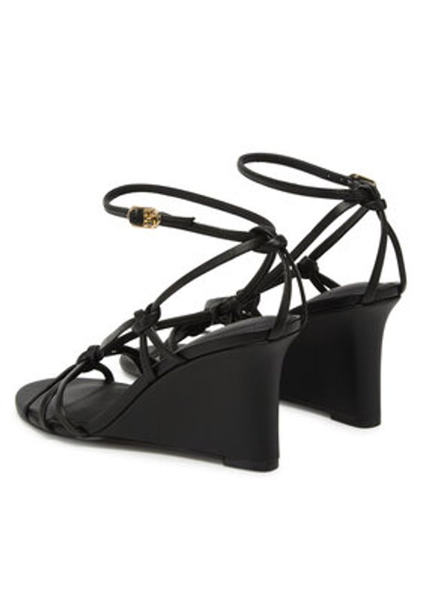 TOMMY HILFIGER - Tommy Hilfiger Sandały Leather Knots Wedge Sandal FW0FW08417 Czarny. Kolor: czarny. Materiał: skóra