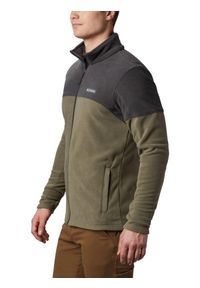 columbia - Polarowy sweter męski Columbia Basin Trail III Full Zip. Typ kołnierza: polo. Kolor: zielony. Materiał: polar. Długość rękawa: długi rękaw. Długość: długie. Sezon: zima, jesień. Sport: turystyka piesza