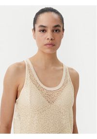 Pinko - PINKO Top Waiting canottiera rete Beżowy Slim Fit. Kolor: beżowy. Materiał: syntetyk #5