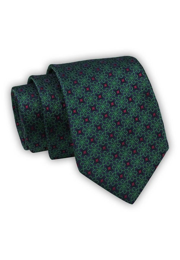 Krawat Alties (7 cm) - Zielony w Geometryczny Wzór. Kolor: zielony. Materiał: tkanina. Wzór: geometria. Styl: wizytowy, elegancki