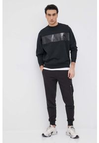 Calvin Klein Jeans bluza bawełniana męska kolor czarny z nadrukiem. Okazja: na co dzień. Kolor: czarny. Materiał: bawełna. Wzór: nadruk. Styl: casual