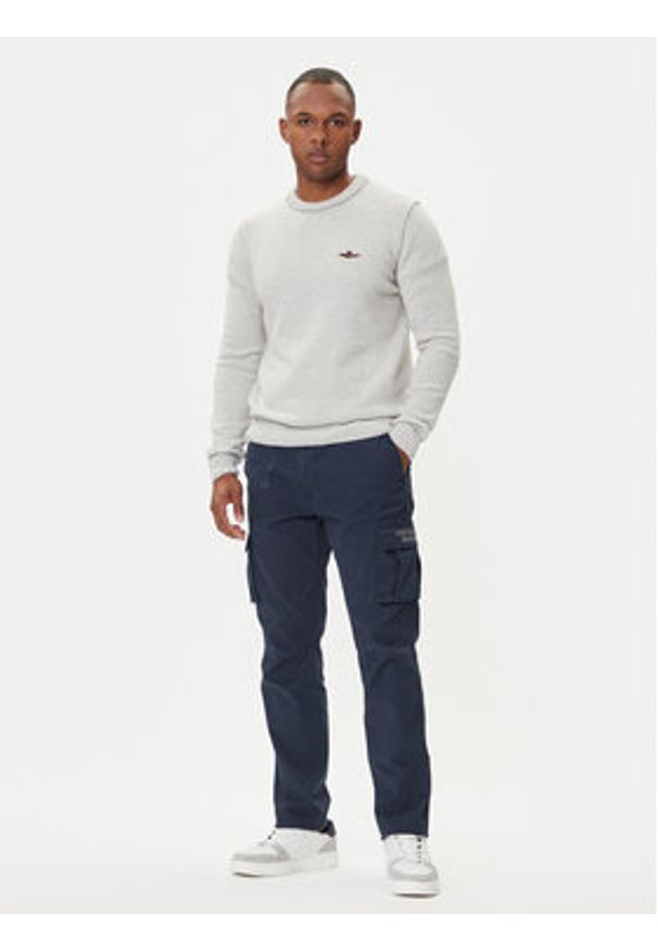 Aeronautica Militare Sweter 252MA1608UL00924 Beżowy Regular Fit. Kolor: beżowy. Materiał: wełna