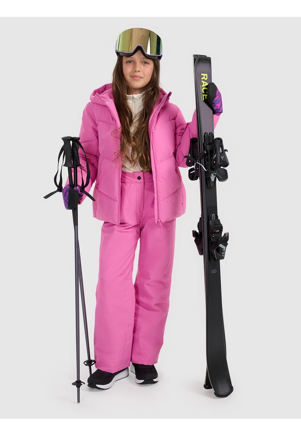 4f - 4F Kurtka narciarska membrana 5000 dziewczęca - różowa 152 (11-12 lat). Kolor: różowy. Materiał: poliester, materiał. Wzór: gładki. Sezon: lato