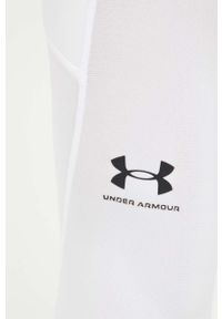 Under Armour legginsy treningowe męskie kolor biały gładkie. Kolor: biały. Materiał: skóra, materiał. Wzór: gładki #3