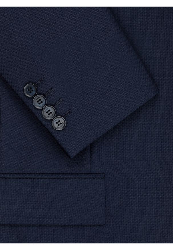 Pako Lorente - PAKO LORENTE - Granatowa marynarka garniturowa z wełną. Okazja: na spotkanie biznesowe. Kolor: niebieski. Materiał: wełna. Styl: biznesowy