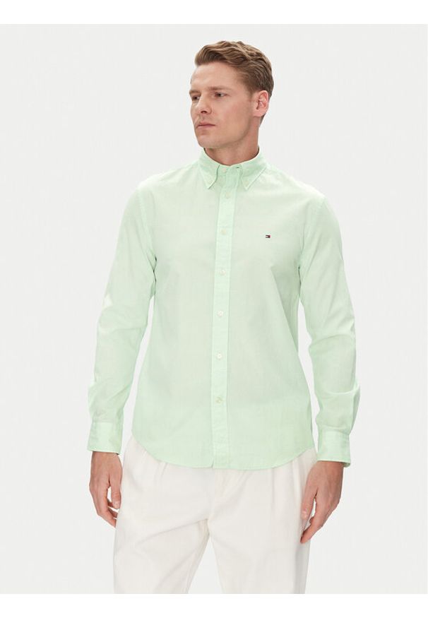 TOMMY HILFIGER - Tommy Hilfiger Koszula MW0MW37550 Zielony Regular Fit. Kolor: zielony. Materiał: bawełna