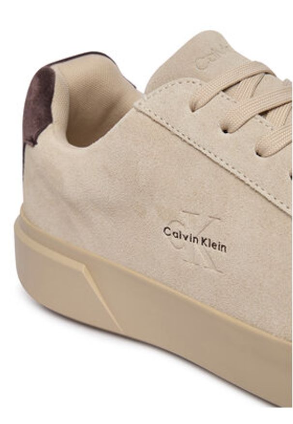Calvin Klein Sneakersy Chunky Cupsole Laceup Su YM0YM01453 Beżowy. Kolor: beżowy. Materiał: skóra, zamsz